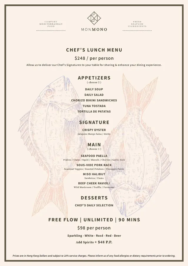 Spring Chef's Lunch Menu