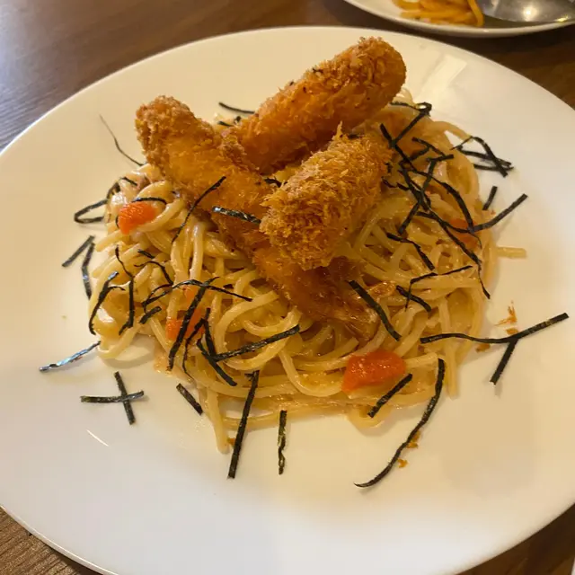 明太子炸蝦意粉