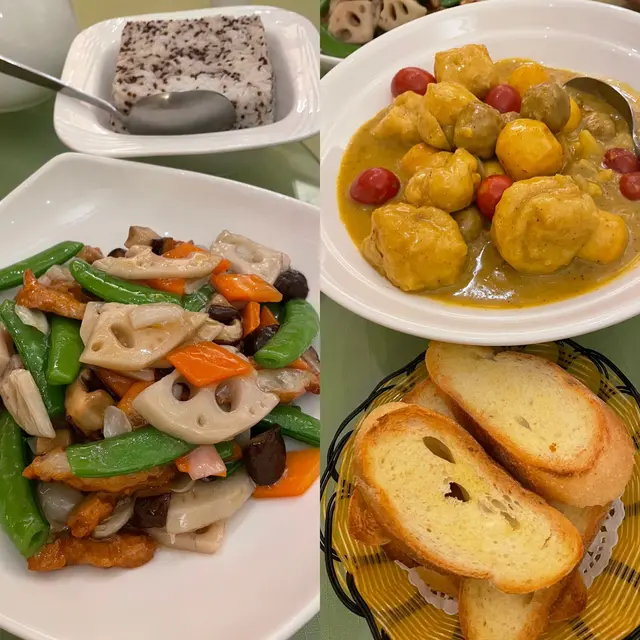 荷塘月色花錦繡,椰香咖喱素雜錦