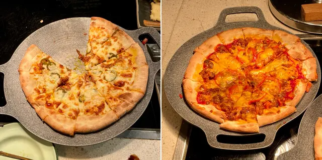 芝士漢堡薄餅和辣肉腸墨西哥辣椒薄餅