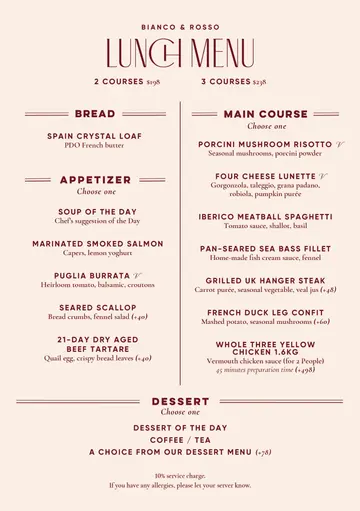 Weekday (Wed-Fri) Lunch Menu (as of 15 January 2025)