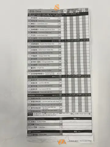 外賣menu