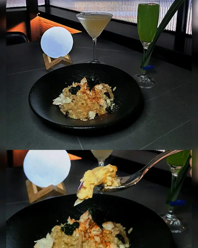 Crab Meat and Crab Paste Risotto with Asoaragus