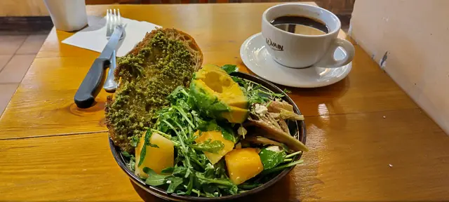 Feta cheese, avocado, seasonal fruit on sourdough