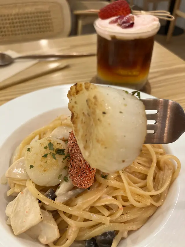 香煎帶子明太子扁意粉
