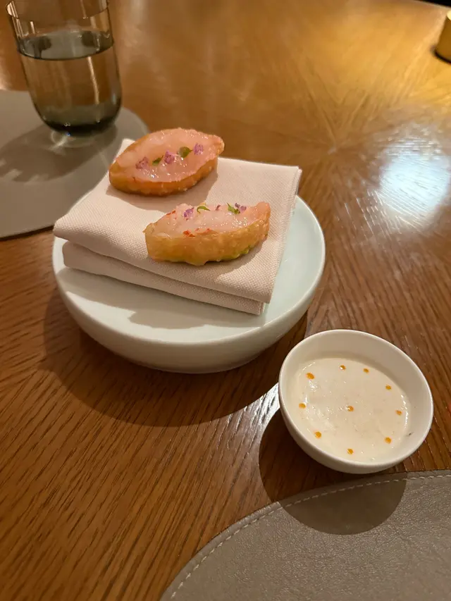 Prawn and Asparagus Tartlets & Asparagus Velouté Prawn Oil 