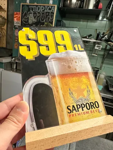 $99 1杯1L Sapporo 👍 呢個價錢都幾抵

夜晚一個人過嚟飲返2杯，帶埋電腦過嚟做吓嘢都幾chill