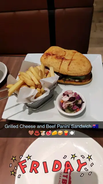 Grilled Cheese and Beef Panini Sandwich 🇳🇿🤎♨️🐮🥩🧀🥪🍟🍽️
