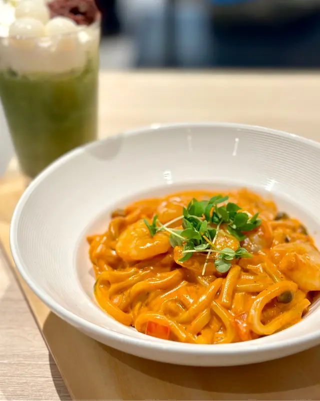 海老蕃茄豆乳烏冬