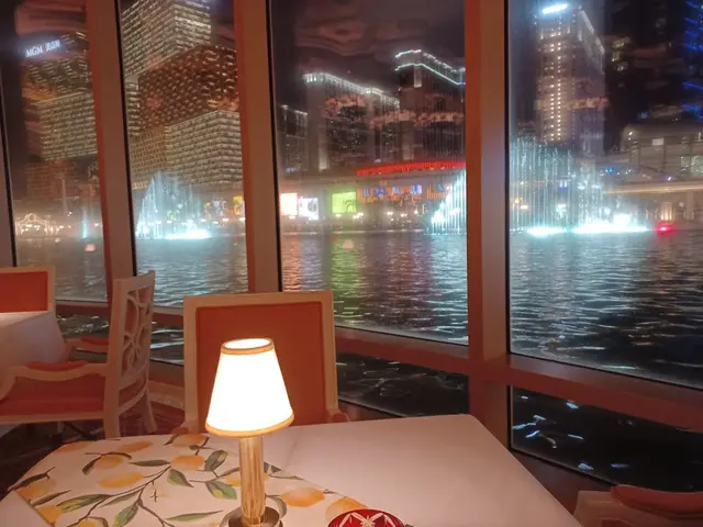 個餐桌係對正個永利皇宮噴水池。個人建議拍拖中既情侶,男友最佳約會聚餐之地。