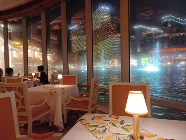 個餐桌係對正個永利皇宮噴水池。個人建議拍拖中既情侶,男友最佳約會聚餐之地。