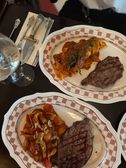 Striploin (medium) ＋ Spaghetti + Puttanesca 
 Rib Eye (medium) + Conchiglie + Spicy Arrabbiata
