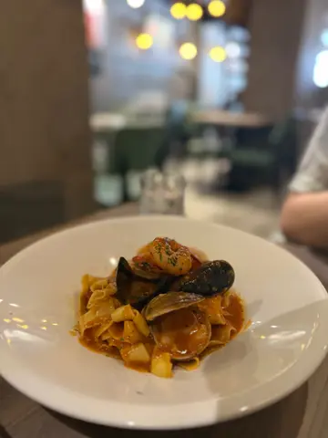 BBQ  ribs  +  seafood  pappardelle  