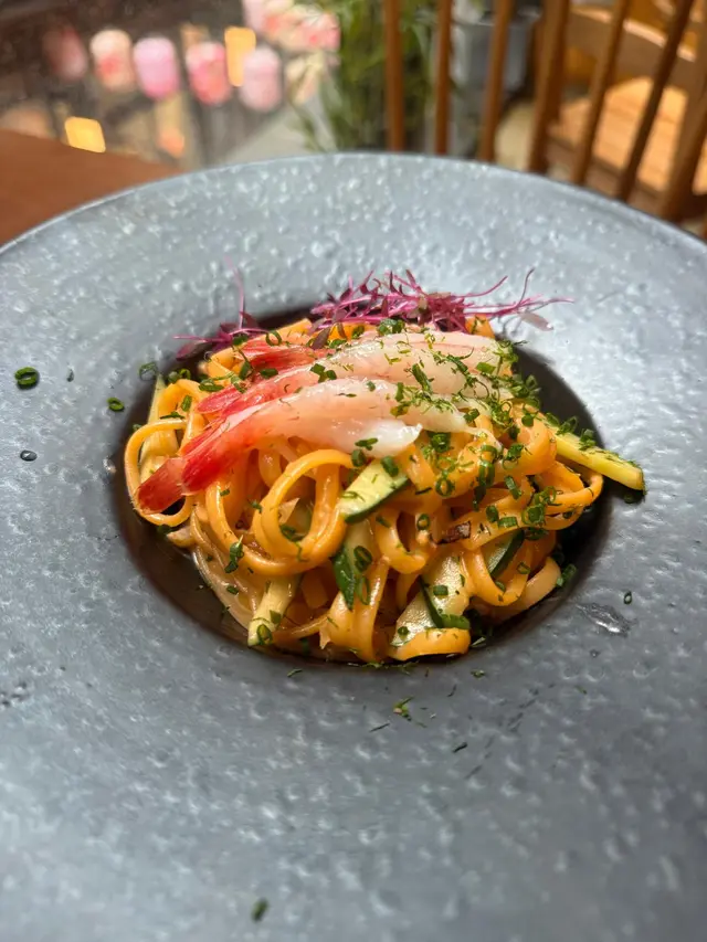 Amaebi Linguine with Uni Sauce