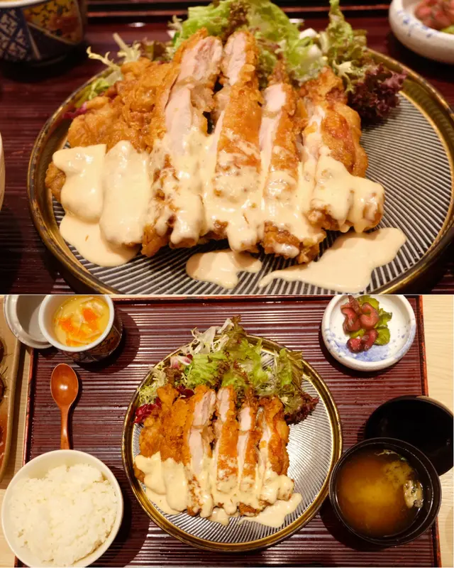 巨型香脆雞扒配明太子沙律醬定食