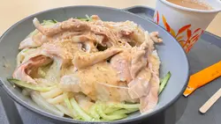胡麻醬手撕雞撈鳥冬（配青瓜絲）