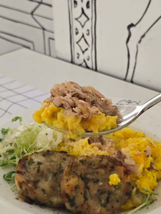 古早手工煎肉餅蟹肉風沙鹹蛋燴意大利飯