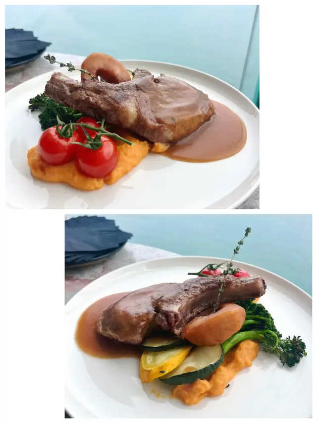 慢煮豬扒配燒汁及蕃薯蓉