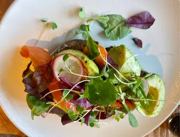 Avocado & Smoked Salmon & Poached Egg  on  Sourdough