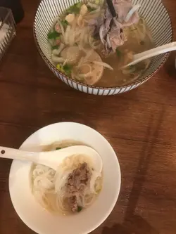 Assorted pho noodles in soup