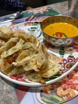 烤马来葱饼 配 咖喱