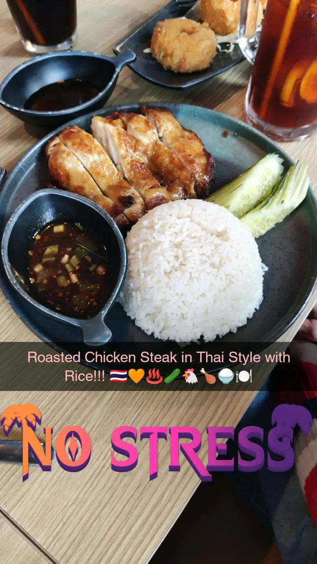 Roasted Chicken Steak in Thai Style with Rice!!! 🇹🇭🧡♨️🥒🐔🍗🍚🍽️