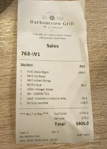 Harbourview Grill — photo via OpenRice